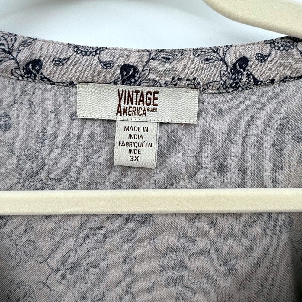 Vintage America Blues Embroidered Boho Blouse Plus Size 3X Floral Peasant Top - Picture 3 of 4
